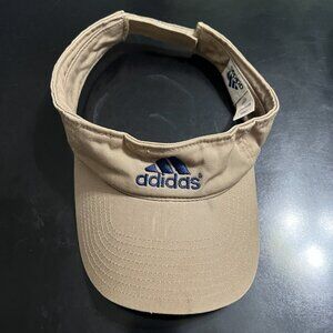 Adidas Golf Visor Hat Adjustable Hook Loop Strap Khaki Tan Navy Blue Logo